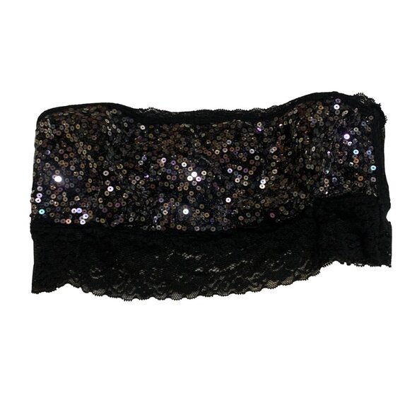 Victoria's Secret Tops - Victoria's Secret PINK Bra Sequin Bling Black Fashion Show Bandeau Top M Witchy